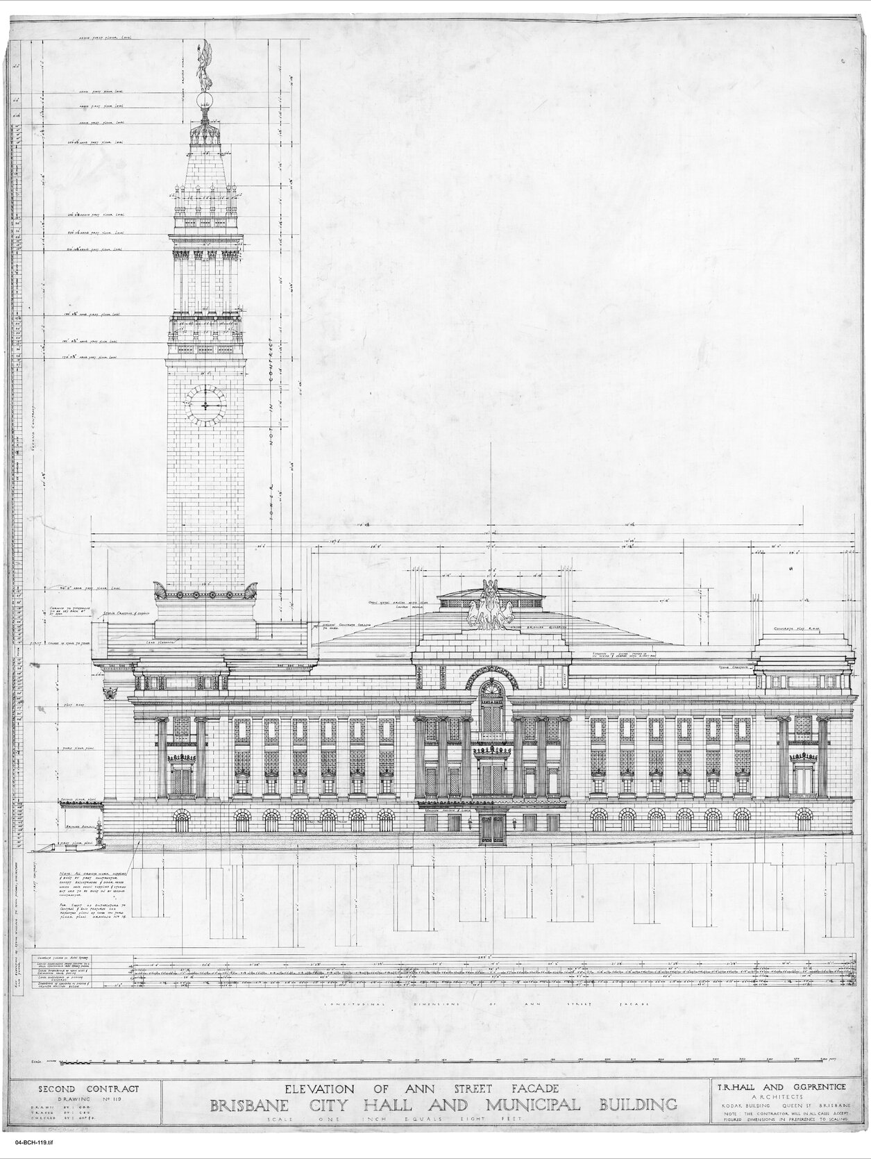 City Hall Main fa&ccedil;ade and Elevation to Ann Street Plan