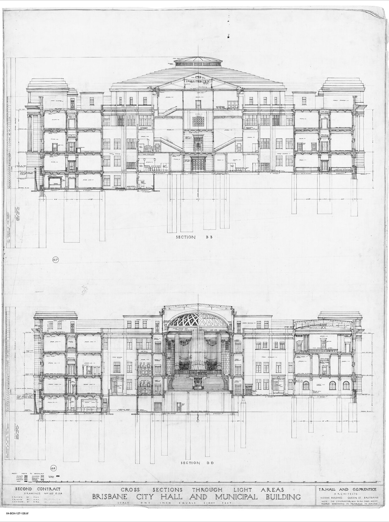 City Hall plan cross sections through light areas