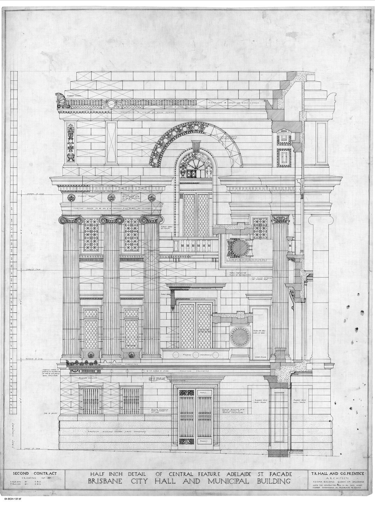 City Hall plan details Adelaide Street facade