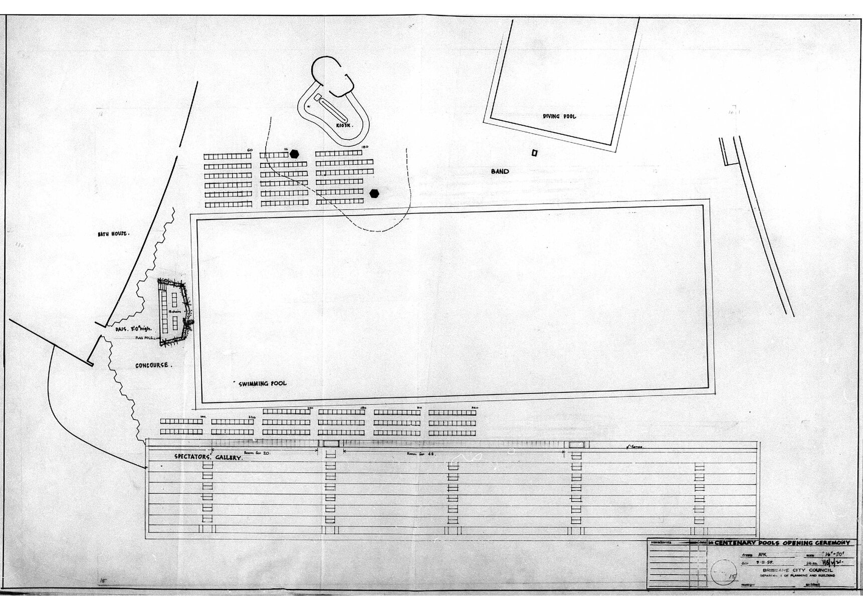Centenary Pool opening ceremony plan - 1959