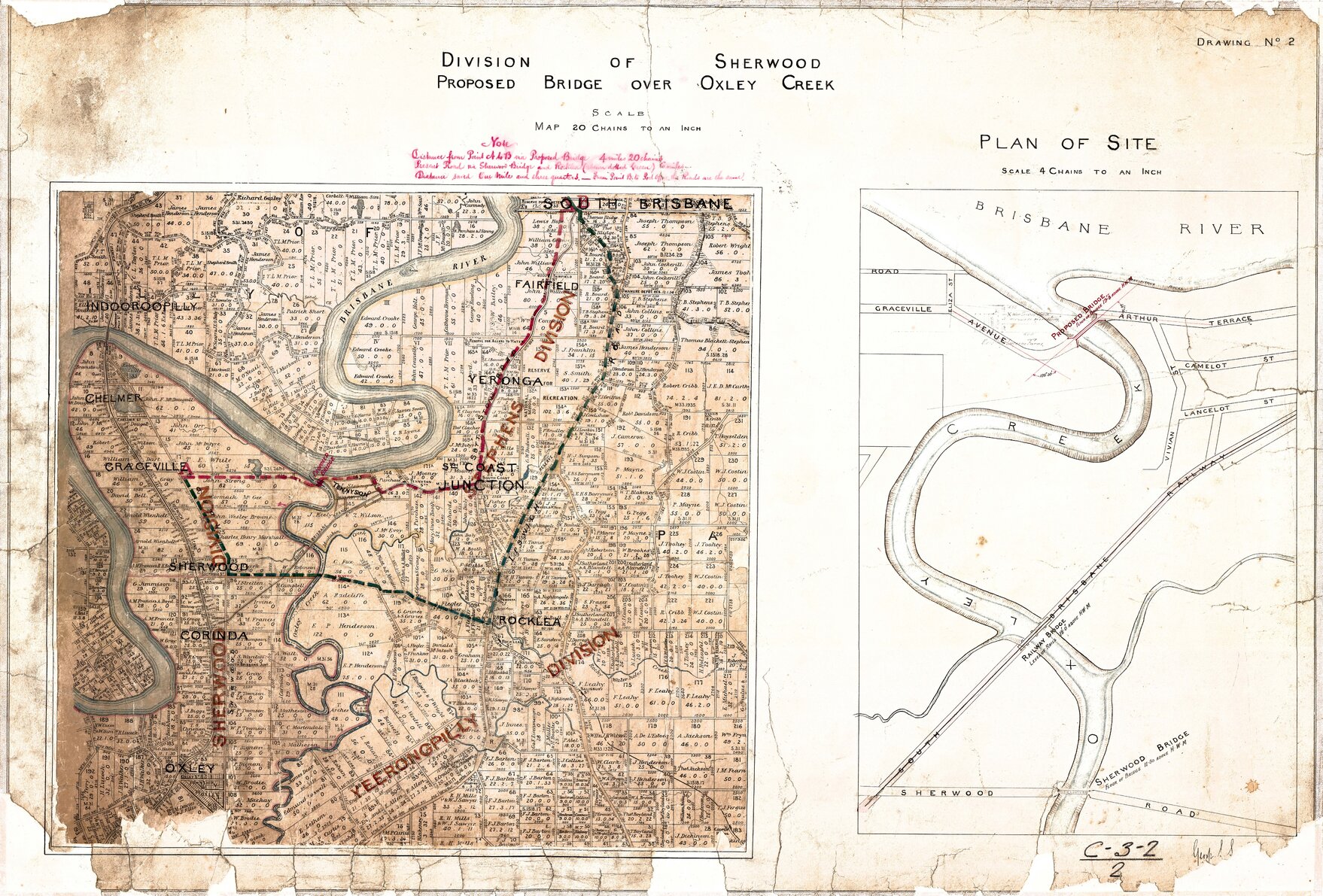 Proposed timber bridge on Graceville Avenue (now Pamphlet Bridge) c1925.