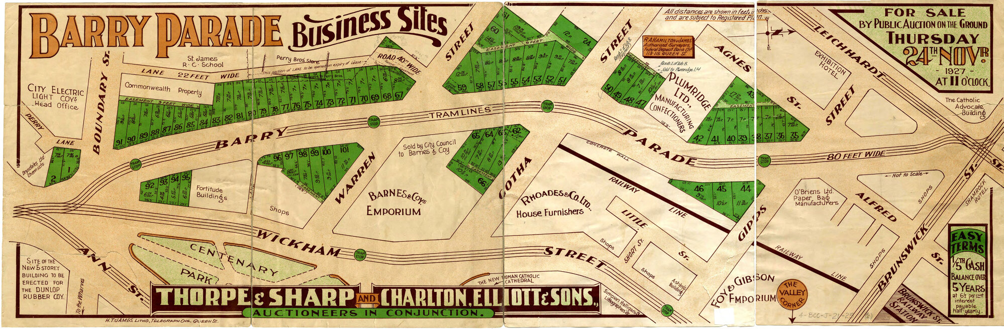 Estate map - Barry Parade, Fortitude Valley - 1927