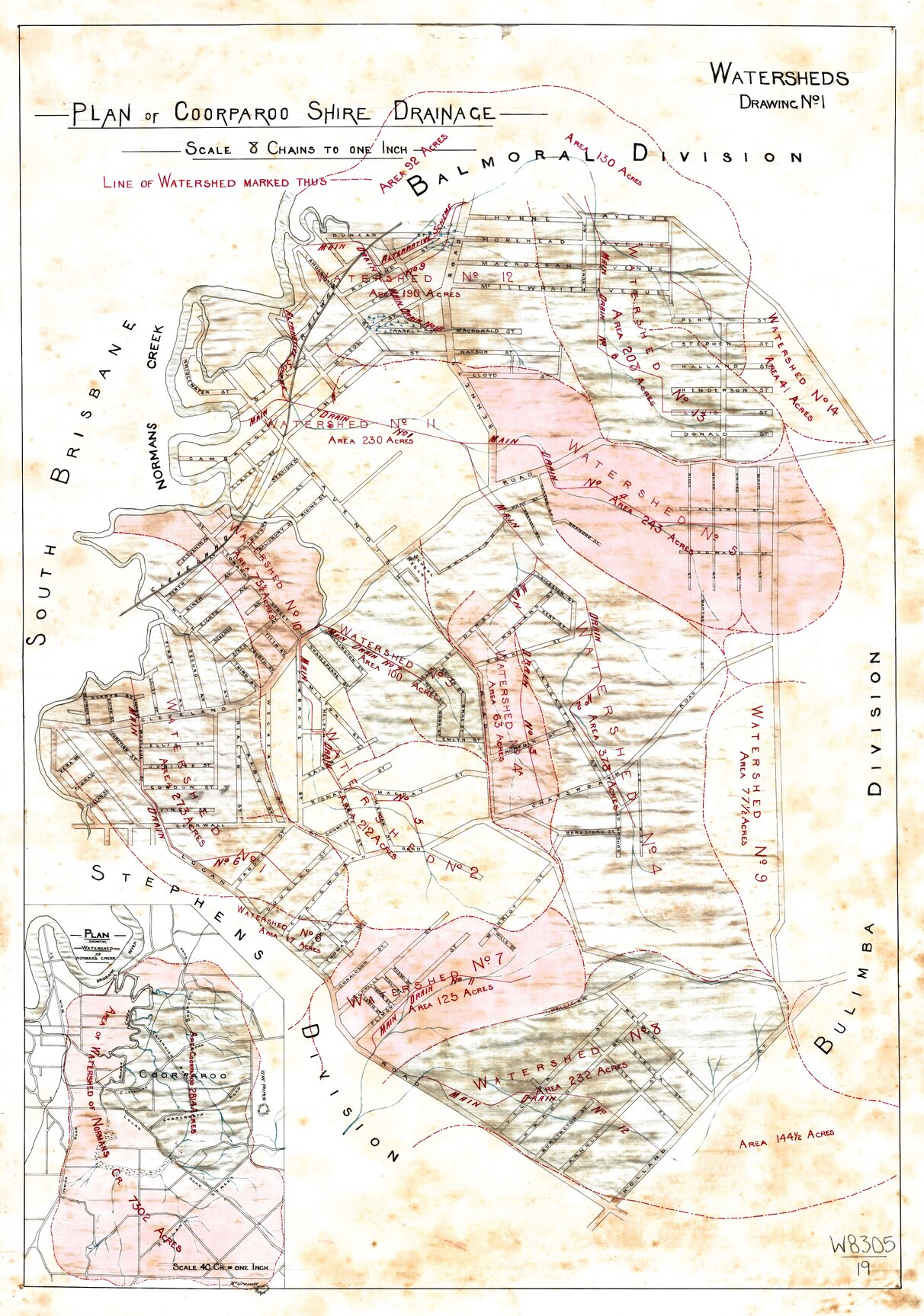 Coorparoo Shire Drainage Plans c1910