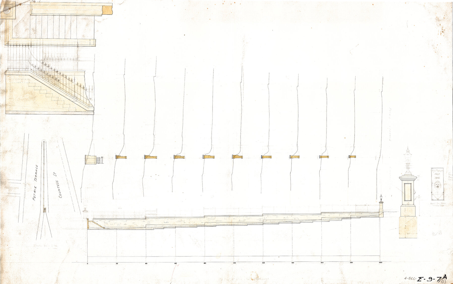  Retaining wall and iron railings Petrie Terrace, Petrie Terrace -1896 