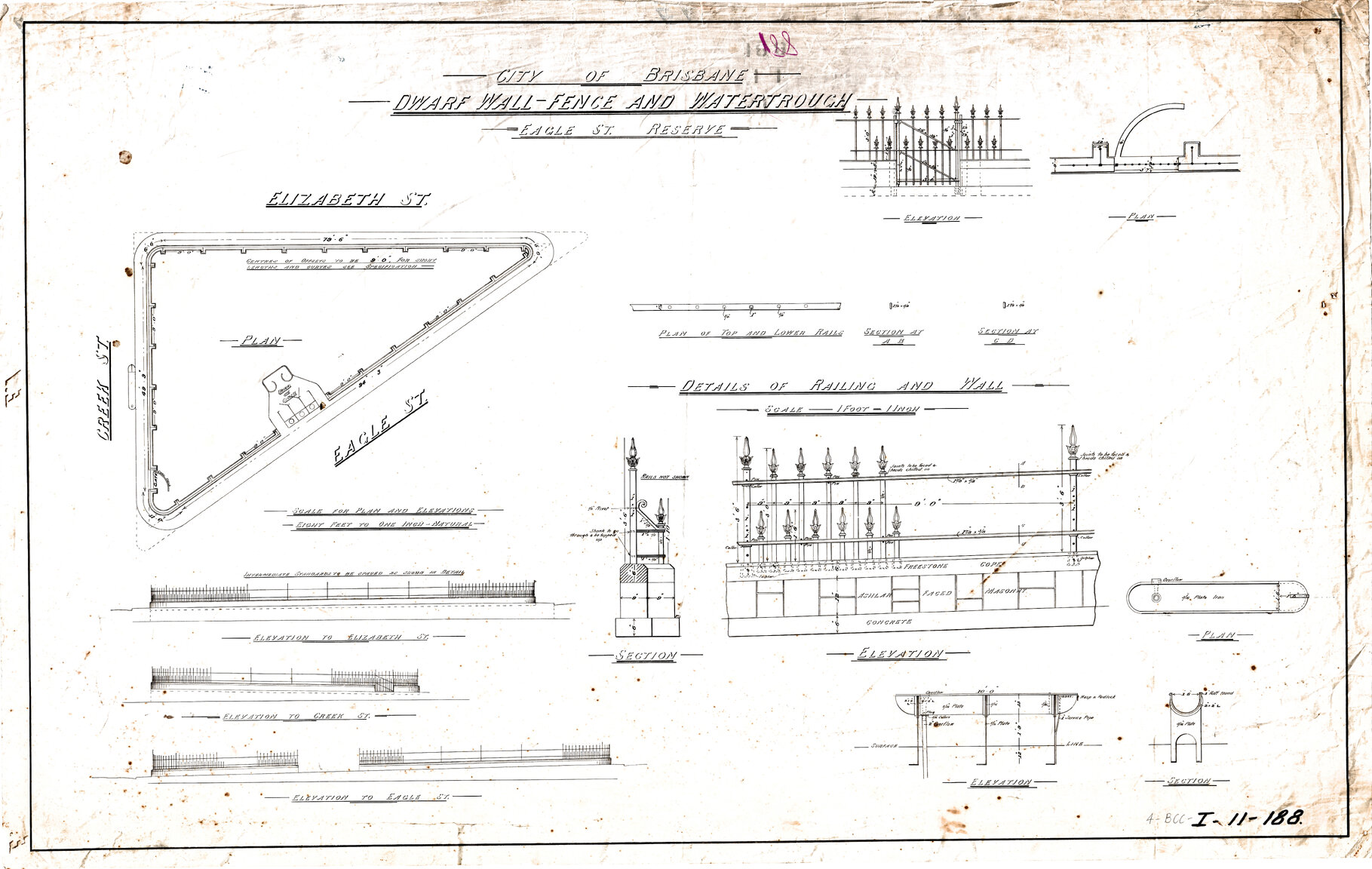 Plans of early drinking fountains 1879 - 1885