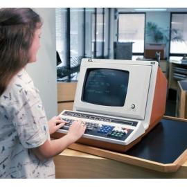 Public Inquiry Counter Staff Member using ICL Computer System - 1977