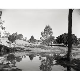 Mt Coot-tha Botanic Gardens - View of gardens and lagoon under construction - 1974