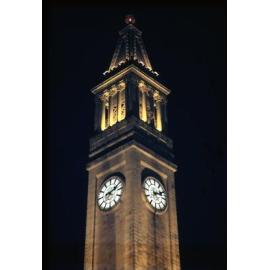 City Hall Clock Tower at Night during the Queensland Centenary 1959 Celebrations.