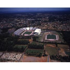 Aerial View of Queen Elizabeth II Jubilee Sports Centre Stadium looking over Cemetery towards Sunnybank- Nathan - 1982