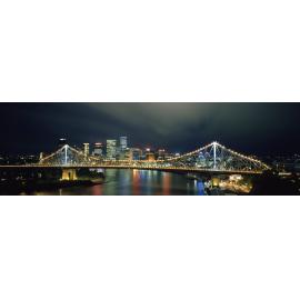Story Bridge Panoramic Night View with City in Background from Wilson Park. 1989