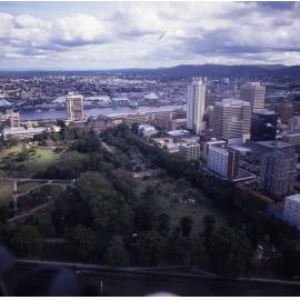 Aerial View of City Botanic Gardens with City Highrise and Expo 88 in Background - 1988