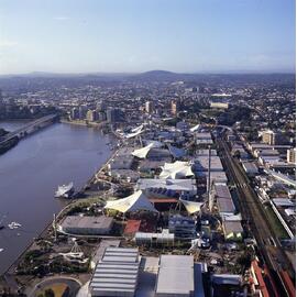 Aerial View of World Expo 88 Site Under Construction - 1988