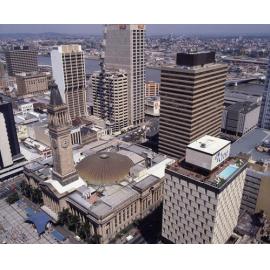 Aerial View of City Hall and Surrounding Buildings from roof of SGIO Building - 1981
