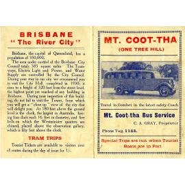 Mt Coot-tha Bus Service Timetable - 1930
