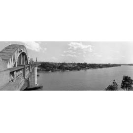 Panoramic View of West End across the Brisbane River between William Jolly Bridge and Orleigh Park - 1951
