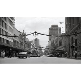 Queen Street with Christmas Decorations from George Street 1971