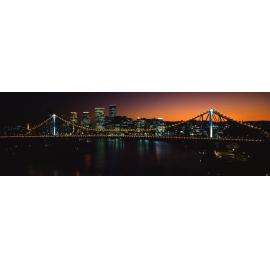 Night View Showing Lights on Story Bridge - Southern Approach - City Buildings - 1993