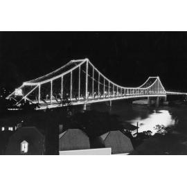 Story Bridge at Night Floodlit for Royal Visit - 1954