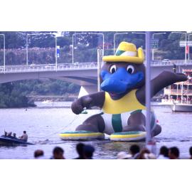 Expo 88 Mascot - Expo Oz - on Brisbane River
