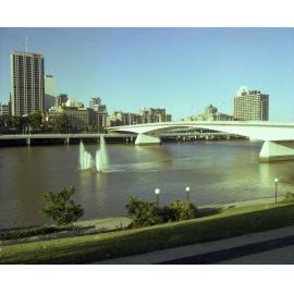 View of Fountain in Brisbane River towards Victoria Bridge and City - 1982