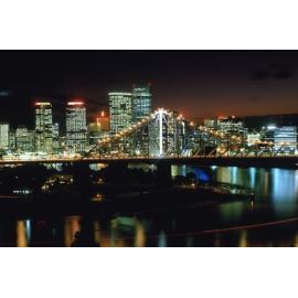 Story Bridge and City Lights at Night - 1993