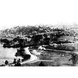 View of Kingsford Smith Drive from Annie Street Hamilton towards Breakfast Creek Bridge, Newstead House and Bowen Hills - 1880's