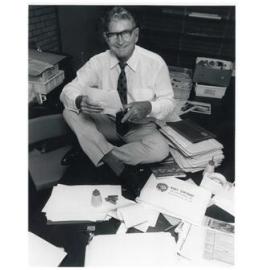 Merv Beitz preparing the Merv Beitz History Room|1988
