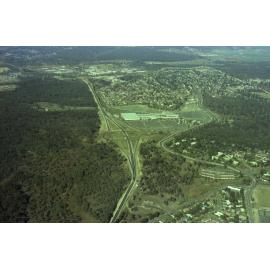 Aerial View of Jindalee - Mount Ommaney and Jamboree Heights along Centenary Highway around Mount Ommaney Shopping Centre - 1980