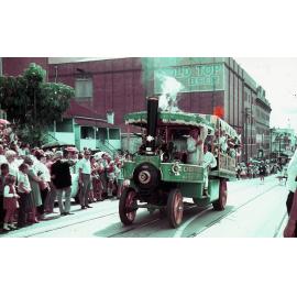 Warana Festival -  Steam Bus in Parade along Brunswick Street  Fortitude Valley - 1966