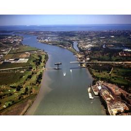 Aerial View of Gateway Bridge Construction - 1984