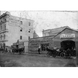 Gresham Hotel Adelaide Street with adjacent Stables and Motor Repair Businesses 1913