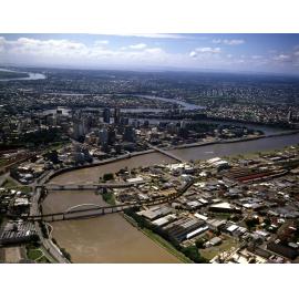 Aerial View of South Brisbane and City Skyline - 1986