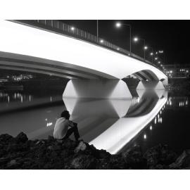 Victoria Bridge at Night Viewed from South Bank - 1971