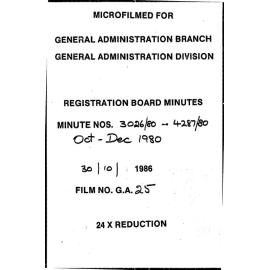 Registration Board Minutes - October/December 1980 - 3026/80-4287/80