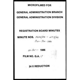 Registration Board Minutes - October/December 1982 - 3602/82-4719/82