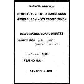 Registration Board Minutes - January/March 1986 - 1/86-1037/86
