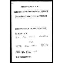 Registration Board Minutes - October/December 1992 - 642/92-871/92