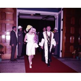 Queen Elizabeth II and Lord Mayor Clem Jones in City Hall Foyer - 1970
