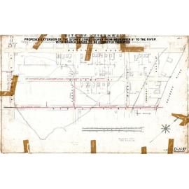 Extension of Sydney Street sewer, showing houses, New Farm - c.1910