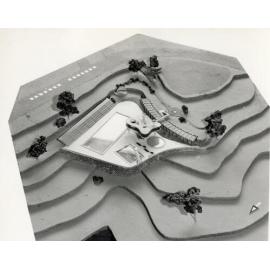 Centenary Pool construction site and model - 1957