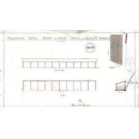 Sketch of Horse and Motor Stalls at Roma Street Markets, Brisbane City - c.1910