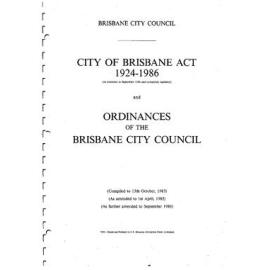 Ordinances of the Brisbane City Council - September 1986