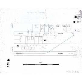Cadastral plan showing house footprints on Ashfield and Barker Streets, East Brisbane - 1918