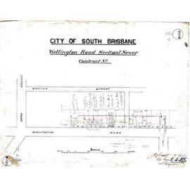 Plan showing house footprints between Overend Street and Stanley Street East, near corner of Wellington Road, East Brisbane - 1902, 1910, 1921