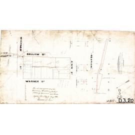 Cadastral map for block between Wickham, Ballow, Ann and Warner Street, Fortitude Valley - 1880