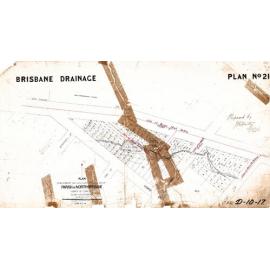Drainage plan showing original reservoir, subsequent subdivisions, Brisbane City - 1876
