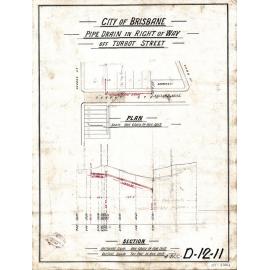 Pipe drain in right of way off Turbot Street, Brisbane City - 1918