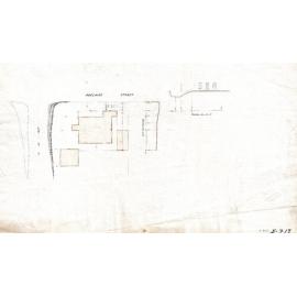 House footprint on Adelaide Street and right of way, Brisbane City c1886