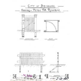 Plan for fencing of Petrie Terrace reserve, possibly near The Barracks - c.1900