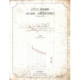 Pipe drain on Cemetary [Hale] Street, Petrie Terrace - 1880